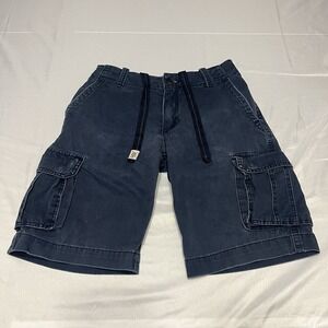 Y2K Aeropostale Cargo Shorts Mens 28 Navy Blue Skater Drawstring Preppy